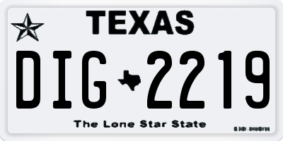 TX license plate DIG2219