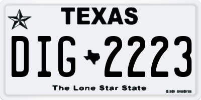 TX license plate DIG2223