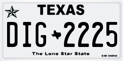 TX license plate DIG2225
