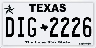 TX license plate DIG2226