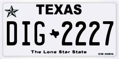 TX license plate DIG2227
