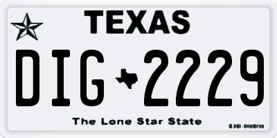 TX license plate DIG2229