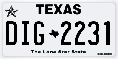 TX license plate DIG2231