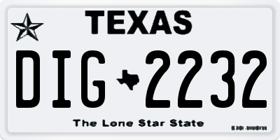 TX license plate DIG2232
