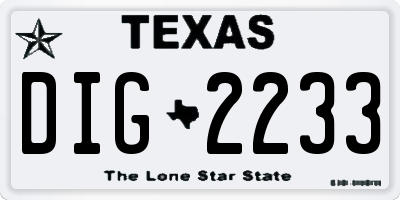 TX license plate DIG2233