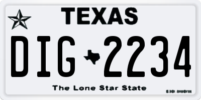 TX license plate DIG2234