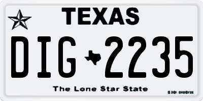 TX license plate DIG2235
