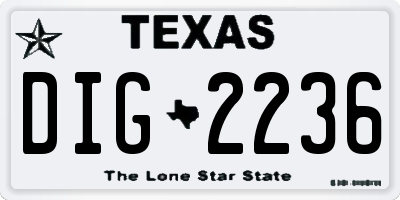 TX license plate DIG2236