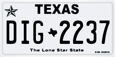 TX license plate DIG2237
