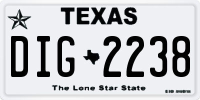 TX license plate DIG2238
