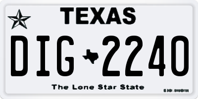 TX license plate DIG2240