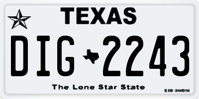TX license plate DIG2243