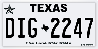 TX license plate DIG2247