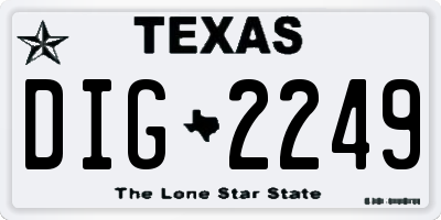 TX license plate DIG2249