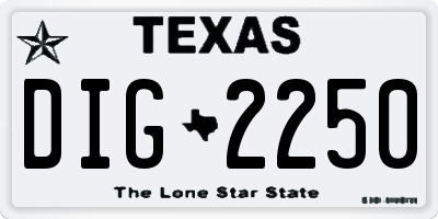 TX license plate DIG2250