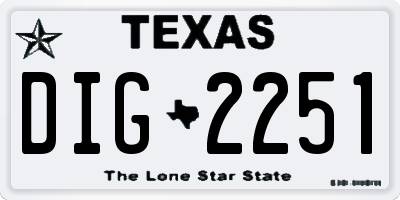 TX license plate DIG2251