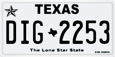 TX license plate DIG2253