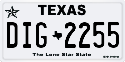 TX license plate DIG2255