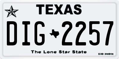 TX license plate DIG2257