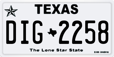 TX license plate DIG2258