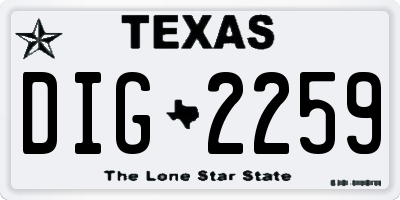 TX license plate DIG2259