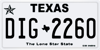 TX license plate DIG2260
