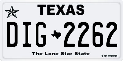 TX license plate DIG2262
