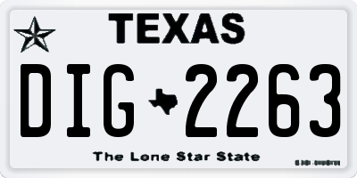 TX license plate DIG2263