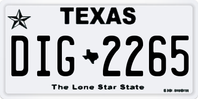 TX license plate DIG2265