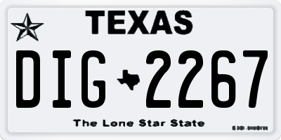 TX license plate DIG2267