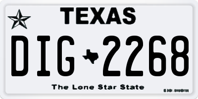 TX license plate DIG2268