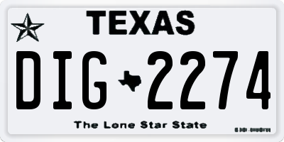 TX license plate DIG2274
