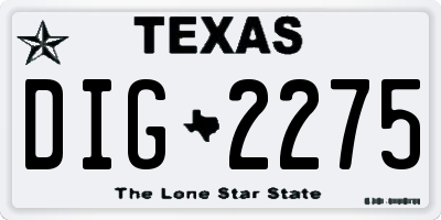 TX license plate DIG2275