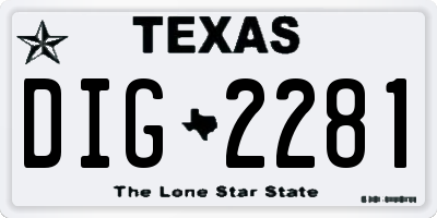 TX license plate DIG2281