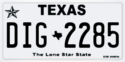TX license plate DIG2285