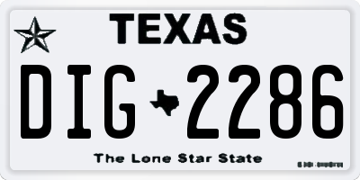 TX license plate DIG2286