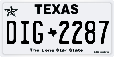 TX license plate DIG2287