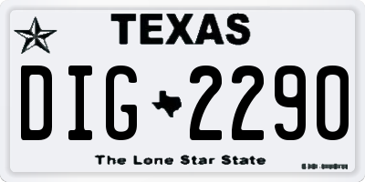 TX license plate DIG2290