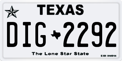 TX license plate DIG2292