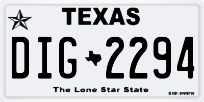 TX license plate DIG2294