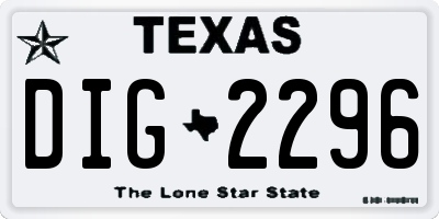 TX license plate DIG2296
