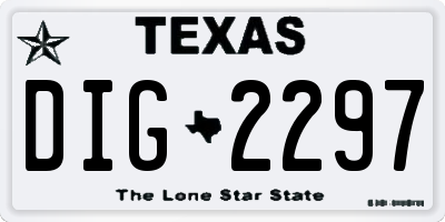 TX license plate DIG2297