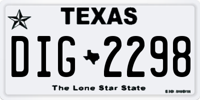 TX license plate DIG2298