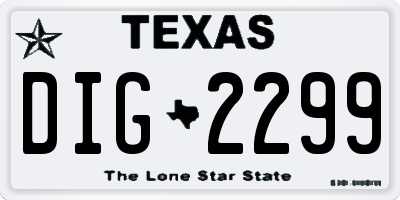 TX license plate DIG2299