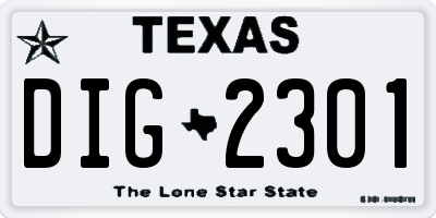 TX license plate DIG2301
