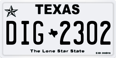 TX license plate DIG2302