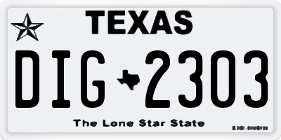 TX license plate DIG2303
