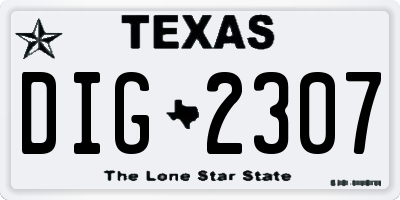 TX license plate DIG2307