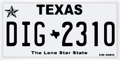 TX license plate DIG2310