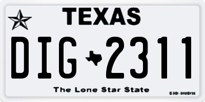 TX license plate DIG2311